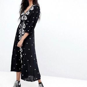 Free people black fable midi dress
